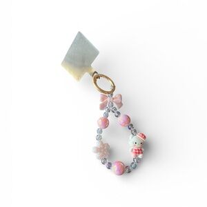 Hello Kitty Pink and Silver Phone Keychain Charm
